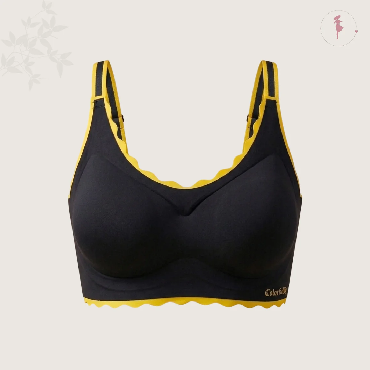 zelia-petal-trim-wire-free-black-comfort-bra-front-image Zelia Petal-Trim Wire-Free Comfort Bra - Image 1